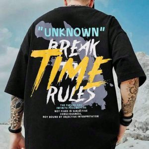Premium Oversized “Unknown Break Time Rules” Graphic T-Shirt for Men – Black | Urban Streetwear Edition